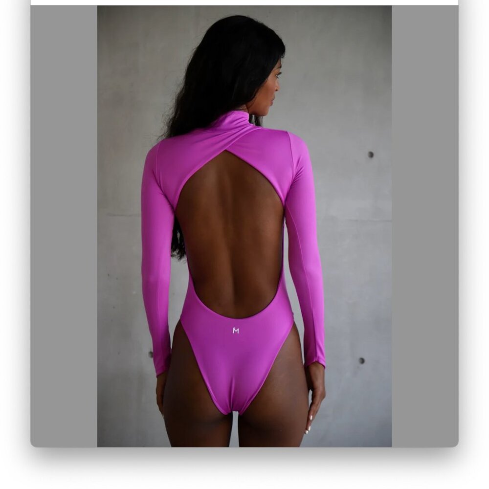 Makara Wear, Luna Long Sleeve Swimwear, Size Large, Deep Purple, NWOT